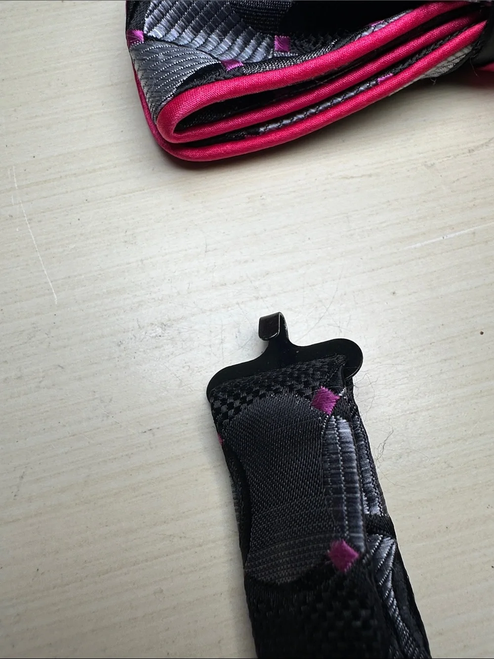 Black & pink and dark gray Patterned adjustable Bow Tie